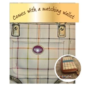 Coach Peyton Tattersall Shoulder Bag EUC

 15" x 10" . 7" handle drop.app